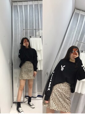 「MOUSSY（マウジー）のアイテム（パーカー、ブラック系）」を使った、王肉肉儿Yさん（レディース・165cm）の春コーディネート
