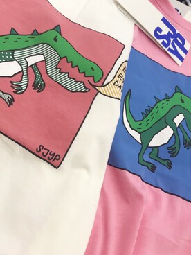 「SJYPのアイテム（Tシャツ/カットソー、ピンク系）」を使った、王肉肉儿Yさん（レディース・165cm）の春コーディネート