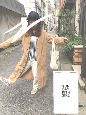 「カオリノモリ」｜「アイテム（その他アウター）」を使った、なななさん（レディース・148cm）の春コーディネート