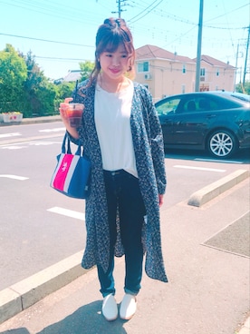 「羽織り」｜「アイテム（スリッポン）」を使った、s.sさん（レディース・158cm）の春コーディネート