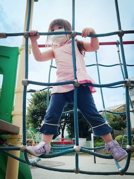 「sense of wonder（センスオブワンダー）のアイテム（パンツ）」を使った、まきchamさん（キッズ・90cm）の夏コーディネート