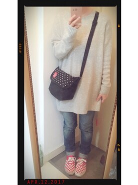 「アクティブ」｜「アイテム（ニット/セーター）」を使った、A娘さん（レディース・153cm）の春コーディネート