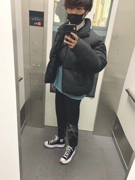 「FILA（フィラ）のアイテム（ダウンジャケット/コート）」を使った、atsuyaさん（メンズ・168cm）の秋コーディネート