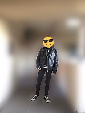 「FOREVER 21」｜「アイテム（ライダースジャケット）」を使った、lecさん（メンズ・172cm）の春コーディネート