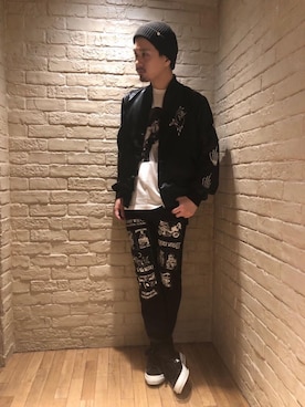 「コラボレーション」｜「アイテム（スカジャン）」を使った、Shuto Kinoshitaさん（メンズ・170cm）の春コーディネート