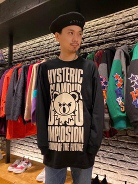 「コラボレーション」｜「アイテム（ハンチング/ベレー帽）」を使った、Shuto Kinoshitaさん（レディース・170cm）の冬コーディネート