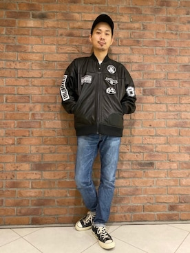 「パンクコーデ」｜「アイテム（帽子）」を使った、Shuto Kinoshitaさん（レディース・170cm）の冬コーディネート