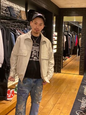 「レザーコーデ」｜「アイテム（スウェット）」を使った、Shuto Kinoshitaさん（メンズ・170cm）の冬コーディネート