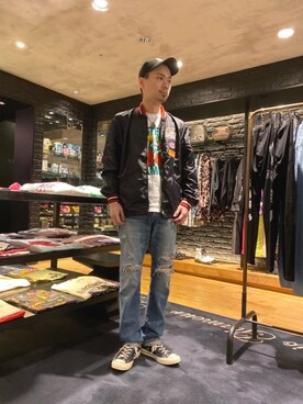 「コラボレーション」｜「アイテム（ナイロンジャケット）」を使った、Shuto Kinoshitaさん（メンズ・170cm）の春コーディネート