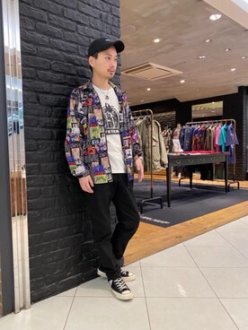 「コラボレーション」｜「アイテム（ナイロンジャケット）」を使った、Shuto Kinoshitaさん（メンズ・170cm）の春コーディネート