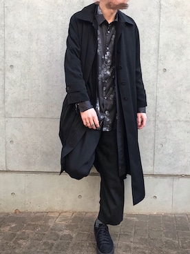 「厚底」｜「アイテム（ステンカラーコート）」を使った、すさん（メンズ・178cm）の冬コーディネート