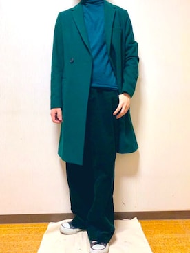 「ADAM ET ROPE'（アダムエロペ）のアイテム（チェスターコート）」を使った、ハサミ愛好者さん（メンズ・163cm）の秋コーディネート