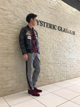 「hystericglamour」｜「アイテム（ライダースジャケット）」を使った、TEPPEIYAMASAKIさん（メンズ・175cm）の秋コーディネート