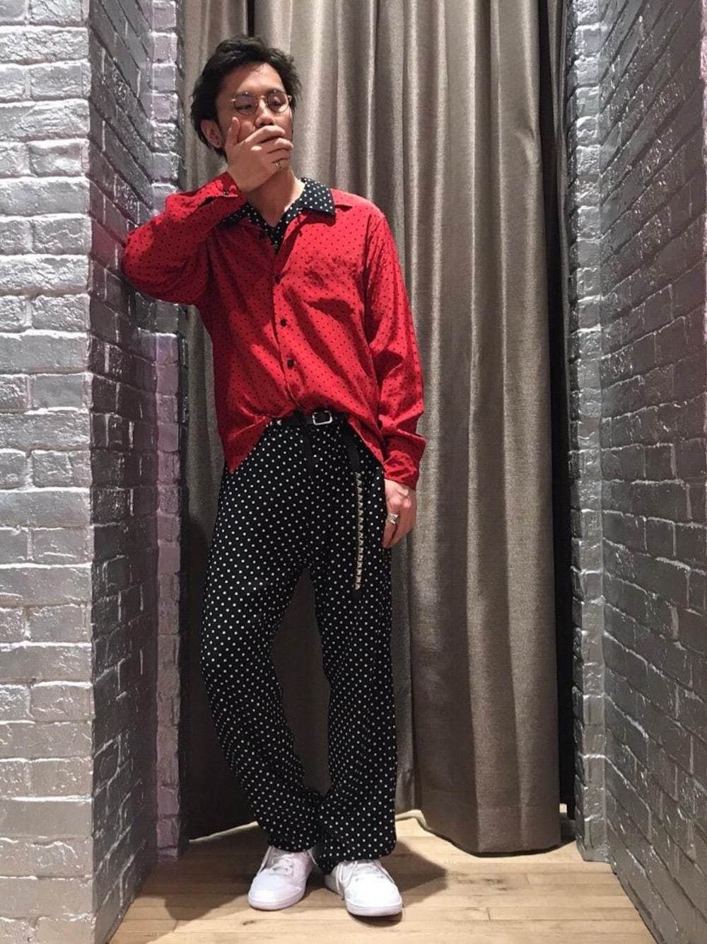 「カジュアル、ロック、大人カジュアル、ウエストマーク、Hysteric Glamour、ラフ、春コーデ、ハイテク、90'sスタイル、ローテク」｜「HYSTERIC GLAMOURのSTUDS ベルト（ベルト、ブラック系）」を使った、TEPPEIYAMASAKIさん（メンズ・175cm）の冬コーディネートの1枚目の写真