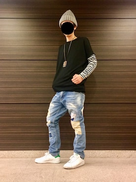 「WWF（ダブリュー・ダブリュー・エフ）のアイテム」を使った、あしたかさん（メンズ・170cm）の冬コーディネート