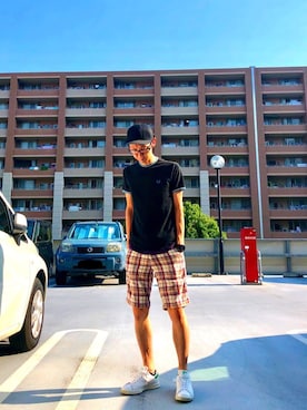 「フレッドペリー」｜「アイテム（キャップ）」を使った、あしたかさん（メンズ・170cm）の夏コーディネート