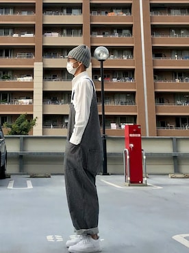 「秋のマイ旬スタイル」｜「アイテム（サロペット/オーバーオール）」を使った、あしたかさん（メンズ・170cm）の秋コーディネート