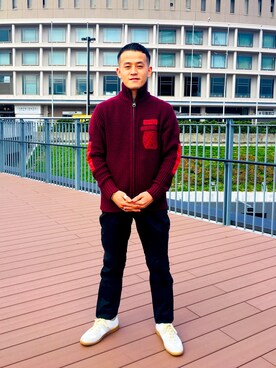 ニット セーターを使った エンジ色 のメンズ人気ファッションコーディネート ユーザー ショップスタッフ Wear