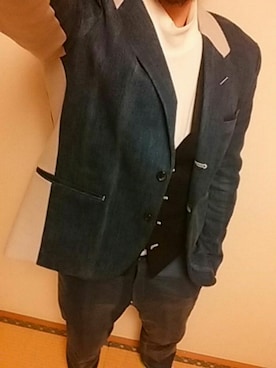 「デニムテーラードジャケット」｜D.I.JのNxAxOさん（メンズ・178cm）の冬コーディネート