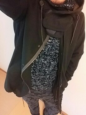 「迷彩」｜「アイテム（モッズコート）」を使った、D.I.JのNxAxOさん（メンズ・178cm）の冬コーディネート