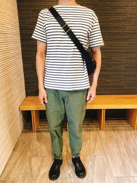 「URBAN RESEARCH DOORS（アーバンリサーチドアーズ）のアイテム（Tシャツ/カットソー、ホワイト系）」を使った、kiyoshiさん（メンズ・177cm）の春コーディネート