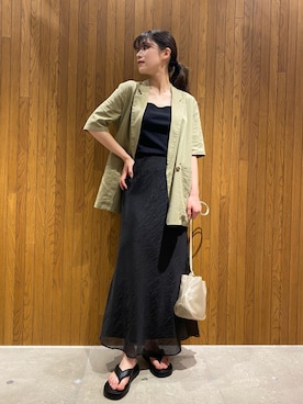 「トングサンダル」｜「アイテム（その他アウター）」を使った、萌桃さん（レディース・164cm）の春コーディネート