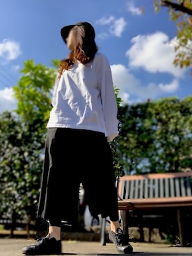 「FLAGSTUFF（フラグスタフ）のアイテム（帽子）」を使った、mahoさん（レディース・158cm）の秋コーディネート