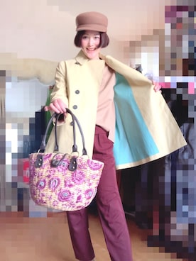 「VINTAGE（ヴィンテージ）のアイテム（かごバッグ）」を使った、T.Iさん（レディース・165cm）の春コーディネート