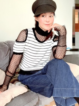 「LE CIEL BLEU（ルシェルブルー）のアイテム（デニムパンツ）」を使った、T.Iさん（レディース・166cm）の春コーディネート