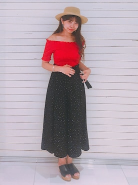 「ドット柄」｜higuchinさん（レディース・160cm）の夏コーディネート