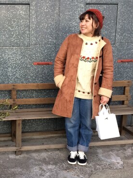 「Crisp（クリスプ）のアイテム（ムートンコート）」を使った、kanaさん（レディース・159cm）の冬コーディネート