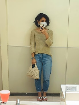 「おおぶりピアス」｜「アイテム（アナログ腕時計）」を使った、さぼまま㊻さん（レディース・158cm）の夏コーディネート