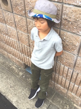 「MIKI HOUSE（ミキハウス）のアイテム（カーゴパンツ）」を使った、michelさん（キッズ・120cm）の夏コーディネート