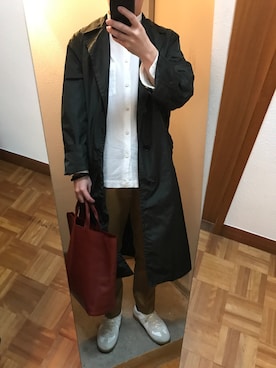 「DRIES VAN NOTEN（ドリスヴァンノッテン）のアイテム（トレンチコート）」を使った、m1natarosさん（メンズ・173cm）の冬コーディネート