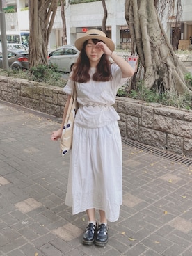 「MUJI」｜「アイテム（その他シューズ）」を使った、Syingさん（レディース・156cm）の夏コーディネート