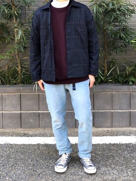 「TOY PLANE（トイプレーン）のアイテム（パンツ）」を使った、かっしーさん（メンズ・167cm）の冬コーディネート