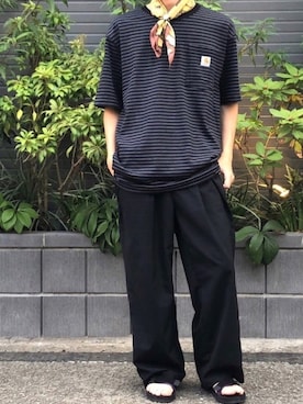 「マリン」｜「アイテム（スラックス）」を使った、かっしーさん（メンズ・167cm）の夏コーディネート