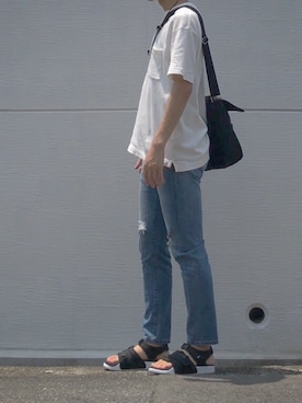 「DHOLIC（ディーホリック）のアイテム（バッグ）」を使った、坂口さん（メンズ・180cm）の夏コーディネート