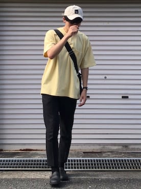「DHOLIC（ディーホリック）のアイテム（スリッポン）」を使った、坂口さん（メンズ・180cm）の夏コーディネート