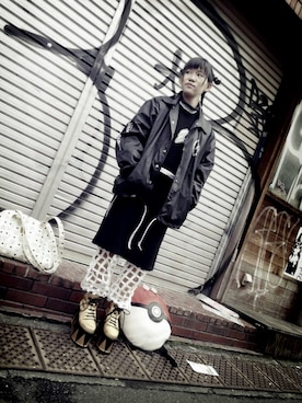 「M.Y.O.B（エム.ワイ.オー.ビー）のアイテム（ナイロンジャケット）」を使った、亜さん（レディース・161cm）の秋コーディネート