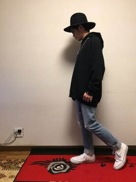「Graphpaper（グラフペーパー）のアイテム（パーカー）」を使った、hiroshiさん（メンズ・163cm）の春コーディネート