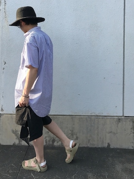 「Graphpaper（グラフペーパー）のアイテム（サンダル）」を使った、hiroshiさん（メンズ・163cm）の夏コーディネート
