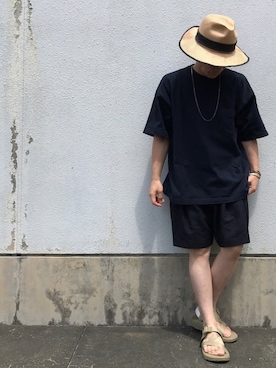 「Graphpaper（グラフペーパー）のアイテム（サンダル）」を使った、hiroshiさん（メンズ・163cm）の夏コーディネート