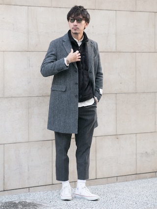 【美品】ハリスツイード生地チェスターコート　アーバンリサーチ ハリスツイード アーバンリサーチ ヘリンボーン チェスター