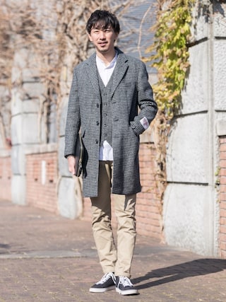 アーバンリサーチ ロッソ×ハリスツイード チェスターコート  M URBAN RESEARCH ROSSO MEN（アーバンリサーチロッソメン）の