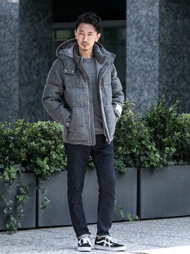 ダウンジャケット コートを使った ハイゲージニット のメンズ人気ファッションコーディネート ユーザー ショップスタッフ Wear