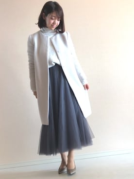 「SESTO（セスト）の7cmヒール美脚ポインテッドトゥパンプス（パンプス）」を使った、フェミママはるかんぼさん（レディース・155cm）の冬コーディネート