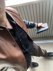 COACHのライダースジャケット（ブラウン系）を使ったメンズ人気