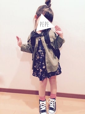 「H&M（エイチ・アンド・エム）のアイテム（ワンピース/ドレス）」を使った、pepeさん（キッズ・100cm）の冬コーディネート