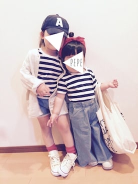 「CIBONE（シボネ）のアイテム（バッグ）」を使った、pepeさん（キッズ・100cm）の春コーディネート